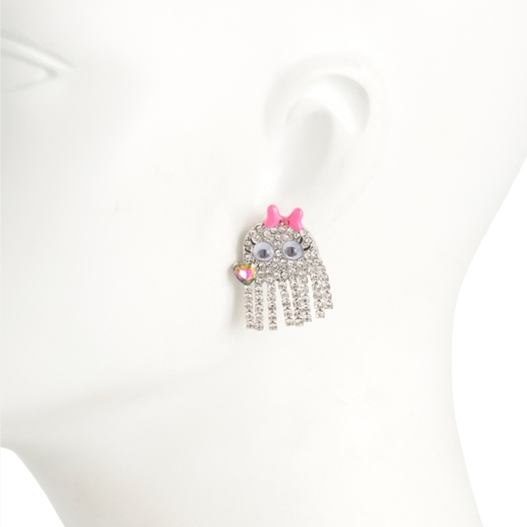 Betsey Johnson Ghost Fringe drop earrings! NWT! - Picture 3 of 9